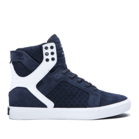 Supra Mens SKYTOP High Top Shoes Navy/Navy/white | US-27205